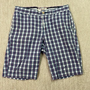 Original Penguin Men's Shorts Blue Red White Check Size 29 - Picture 1 of 8