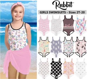 Kids Rabbit Swimsuit #1 - Baby Girl Teens Bathing Suit Pink Bunny Easter Spring - Picture 1 of 18