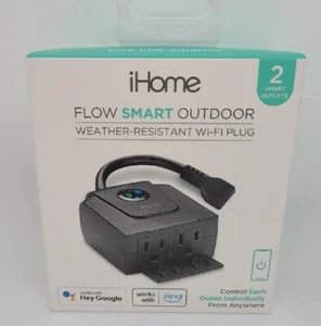 iHome Flow Smart Outdoor Weather -Resistant Wi-Fi Plug 2 smart outlets. NIB. - Picture 1 of 4