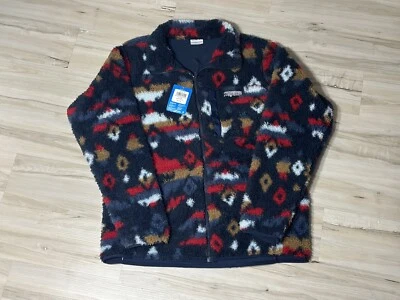 Columbia Hombres Invierno Montañas Rocosas Estampado Polar Tribal Chaqueta Talla L Azul Foto 1 de 4