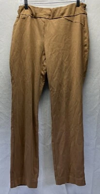 Charter Club Size 14 Brown Dress Pants Cambridge Slim Fit Pull On Flat Front - Image 1 of 3