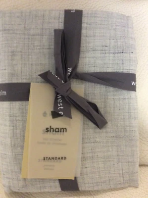 West Elm One Belgian Flax Linen Standard Sham Fiber Dyed Frost Gray NWT European - Image 1 of 2