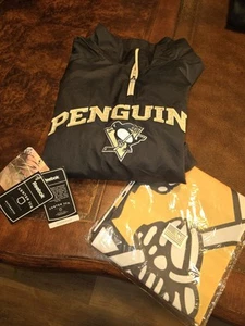 Reebok NHL Pittsburgh Penguins Windbreaker Size XL WITH 3X5 FLAG NWT - Picture 1 of 6