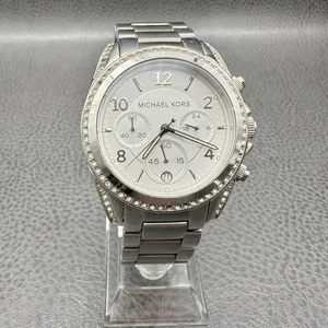 Michael Kors Watch Womens Silver Chronograph Stainless Steel 38mm NEW BATTERY - Picture 1 of 7