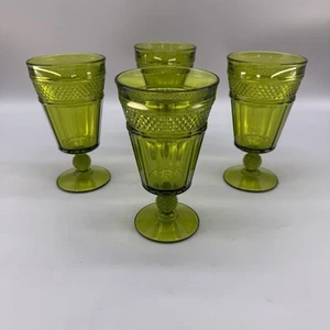 4 vasos verdes vintage Viking Martinsville Mt Vernon copa de agua con tallo 12 OZ - Imagen 1 de 11