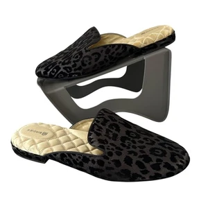 Birdies The Phoebe Pantolette schwarz Samt Gepard Leopard Pantoletten Größe 10 Damen - Bild 1 von 8