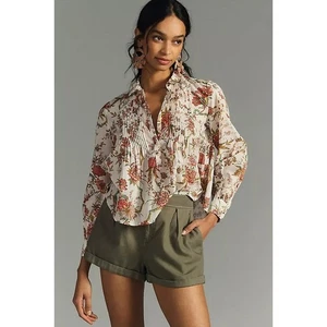 Pilcro Anthropologie Floral Print Blouse Top Button Down Cottagecore Size Small - Picture 1 of 9