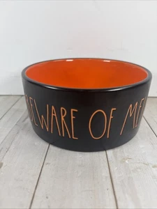 ✅ Rae Dunn Halloween schwarz orange "VORSICHT VOR MIR!" Hund Haustier Napf 6 Zoll Schale - Bild 1 von 4