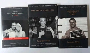 Paquete de 3 libros Tucker Max espero que sirvan cerveza en el infierno, Hilarity Ensues, - Imagen 1 de 4