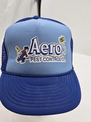 Sombrero de Camionero de Malla Vintage AERO Control de Plagas Azul Nuevo de Lote Antiguo Stock Foto 1 de 4
