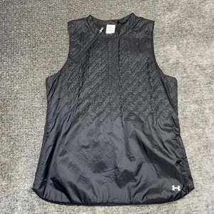 Under Armour Women Quilted Vest Black Sleeveless Full Zip Athleisure M - Picture 1 of 8