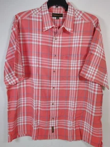 Men's Timberland Plaid Short Sleeve Shirt XL w/Logo Button Up 100% Cotton - Picture 1 of 8