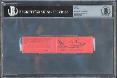 Al Lopez Signed Last Reds Spring Game at Al Lopez Park Ticket 4/3/87 BAS Auto 10 - Image 1 of 2