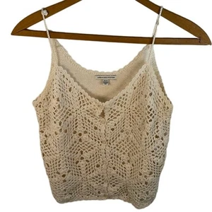 Top American Eagle all'uncinetto festival maglia aperta cottage crop top taglia XS boho - Foto 1 di 4