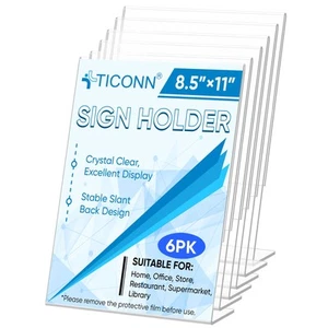 8.5 x 11 Acrylic Sign Holder, L Shape Clear Stand for Displaying, Plastic Pap... - Picture 1 of 7