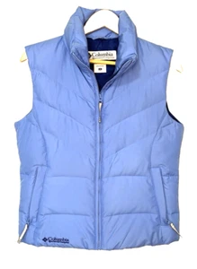 Columbia Sportswear Puffer Vest Women Small Blue Core Down Duck Feather Fill - Picture 1 of 5