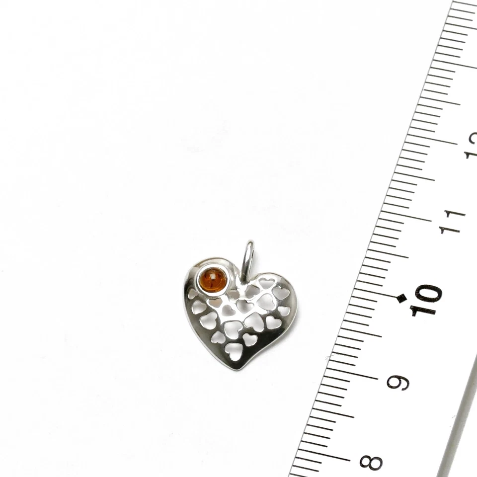 100% Naturbernstein Bernstein Herz Anhänger Kettenanhänger 925er Silber 90175 - Bild 1 von 1