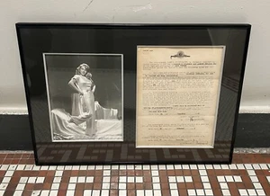 Framed Signed Lana Turner Contract w/ LOEW’S INCORPORATED (1943) - 20 3/4” X 15” - Picture 1 of 5