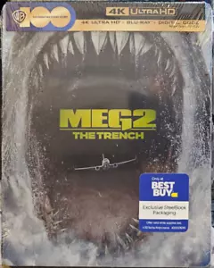 Meg 2 The Trench Best Buy Steelbook - New -4K UHD, Blu Ray, Digital - Picture 1 of 2