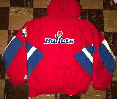 WASHINGTON BULLETS Vtg 90s Pull Over Hoodie Hood STARTER jacket coat jersey NBA Cover