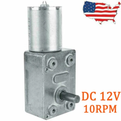 DC 12V 10RPM High torque Turbo Worm Electric Geared Motor Low Speed Reversible - Image 1 of 4