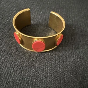 $98 Kate Spade Bright & Bold Cuff Bracelet Orange Reddsh Stone Over Gold Cuff - Picture 1 of 9