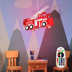 LED Feuerwehr Decken Pendel Leuchte RGB DIMMER Fernbedienung Kinder Zimmer Lampe - Bild 1 von 12