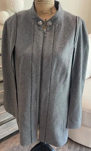 RARE NWT WHITE HOUSE BLACK MARKET WOOL BLEND GRAY CAPE JACKET XL~NEW $220 - Picture 1 of 14
