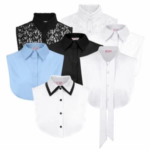 Women Detachable Lapel Fake Collar Cotton Half Top Shirt Blouse Choker Necklce - Picture 1 of 19