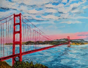 Original Acrylic Painting 11x14 COA Golden Gate Bridge San Francisco California - Picture 1 of 1