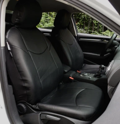 Par de fundas de asiento de coche de cuero sintético negras diseño deportivo para Subaru B9 Tribeca Foto 1 de 4