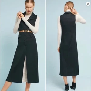 ANTHROPOLOGIE NWT $168 Cartonnier Longline Linen Duster Vest Jacket Top Size 4 - Picture 1 of 7