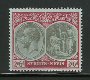 St Kitts & Nevis Old 1920-22 - 2/6 George V - Red & Grey Lightly Hinged Mint