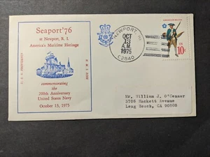 Continental Sloop USS PROVIDENCE Naval Cover 1975 HMS ROSE Cachet - Picture 1 of 2