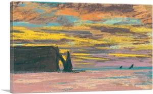 ARTCANVAS Etretat Aiguille and Porte Daval Sunset Lona Estampado por Claude Monet - Imagen 1 de 11