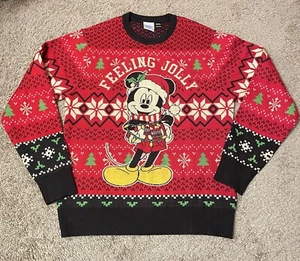 DISNEY MENS Size M Multi Color Mickey Mouse Christmas Light Up Sweater Knit - Picture 1 of 6