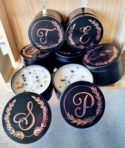 Monogrammed Personalised Crystal Infused Scented Soy Candle - Picture 1 of 7