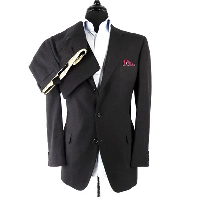 Traje Chester Barrie Savile Row a medida Inglaterra Borgoña Rayas Carbón 42R Foto 1 de 4