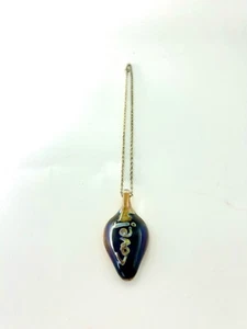 Hand Blown Glass Pendant Necklace, Sterling Silver 925 Chain Necklace- Vintage. - Picture 1 of 3