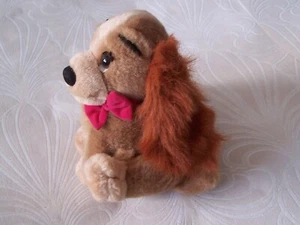 Vintage Disney Lady Dog 7.5" Plush Lady and the Tramp Red Velvet Bow Puppy - Picture 1 of 4