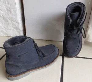 Lammfell Boots Birkenstock 37 Halbschuhe Stiefeletten Winterschuhe Grau Neuw. - Bild 1 von 11