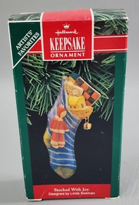 Hallmark Keepsake "Stocked with Joy" 1992 Christmas Metal Ornament - Vintage - Picture 1 of 6