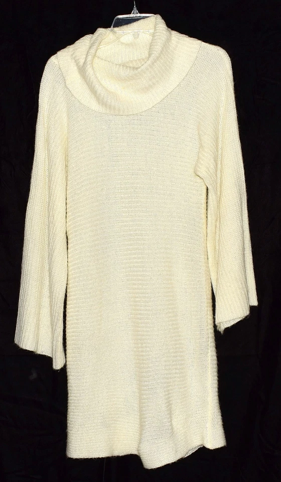 Vestido Suéter Charlotte Russe Crema Mezcla Lana Tejido Acanalado Para Mujer Cuello Capucha Talla L Foto 1 de 4