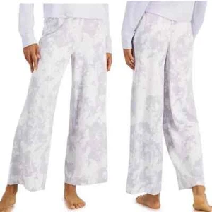 Jenni Printed Ribbed Wide-Leg Pajama Pants Gray  M - Picture 1 of 3