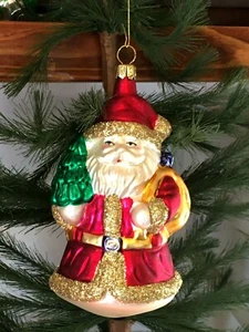 VINTAGE-NEU großer altmodischer roter Weihnachtsmann Glas Weihnachtsschmuck Germany - Bild 1 von 7
