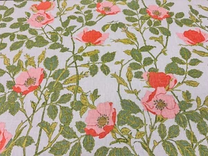 Christopher Farr Floral & Leaves Linen Print Fabric- Richmond / Peach 0.50 yds - Picture 1 of 3