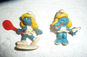 2 Pitufos Pitufina Figura Vintage PVC Juguete Figura Schleich S-5 - Imagen 1 de 2