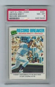 1977 O-PEE-CHEE #261 George Brett "Record Breakers" HOF MVP  -NM-MINT PSA 8-