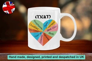 Individuelle Tasse Geschenk für Mama Muttertag, Geburtstagsgeschenk für Mama, Mama Job Rollen Herz - Bild 1 von 4