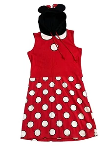 Minnie Mouse Adult Dress With Ears Size Medium Red Black W/ears Disney No Sleeve - Picture 1 of 11